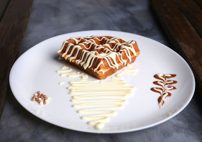 High angle view of cake on plate