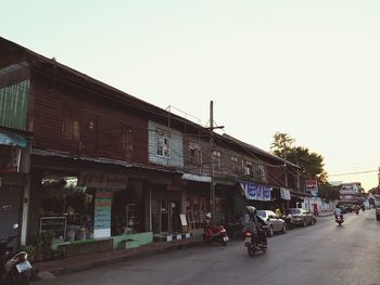 View of city street against clear sky