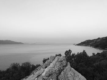 Scenic view of sea against clear sky