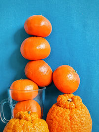 High angle view of oranges