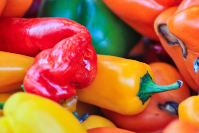 Close-up of multi colored bell peppers