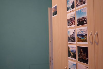 Photographs on door