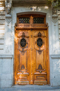 Closed door of old building