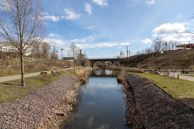 Bridge over river against sky