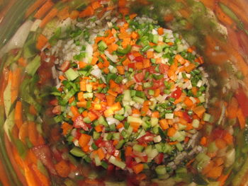 High angle view of vegetables