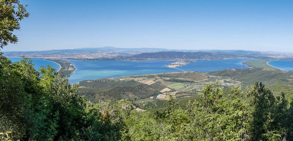 Aerial view of the lagoon of orbetello