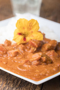 Close-up of food served in plate