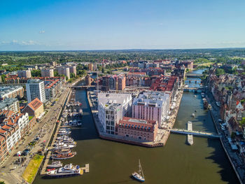 High angle view of townscape against the sky, a new apartment in gdansk, poland. 