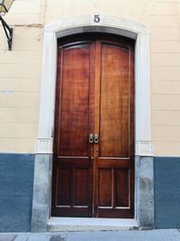 Closed door of old building