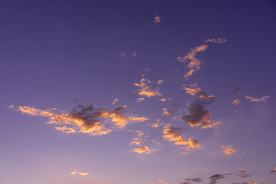 Low angle view of sky at sunset