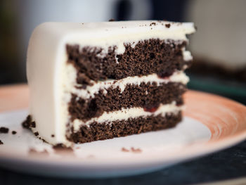 Close-up of cake in plate on table