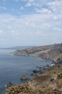 Scenic view of sea and cloudy sky