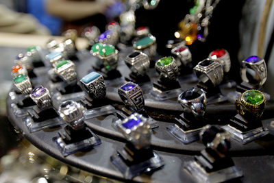 High angle view of objects on table at store