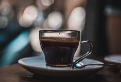 Close-up of coffee on table