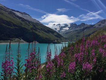 Scenic view of mountains against sky