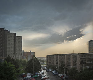 Cityscape against sky during sunset