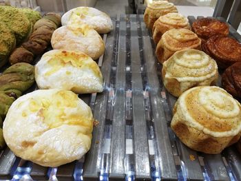 High angle view of dessert on table