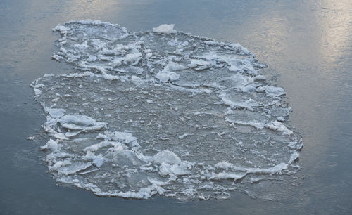 High angle view of ice on table