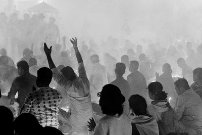 Black and white spiritual moment photo of rakher upobash