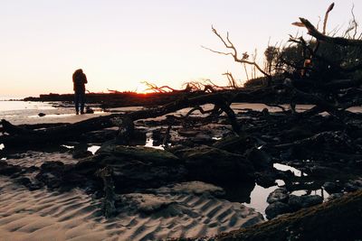 Scenic view of sea during sunset