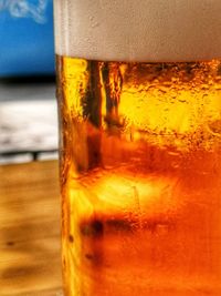Close-up of beer glass