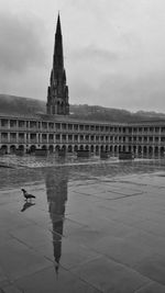 Reflection of church in water