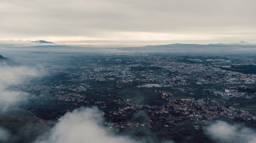 High angle view of cityscape against sky