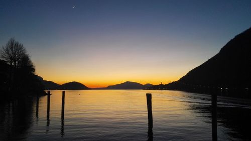 Scenic view of sunset over mountains