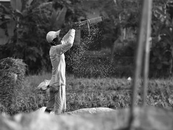 Man working on field