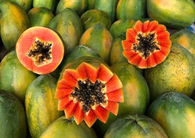 Full frame shot of oranges in market