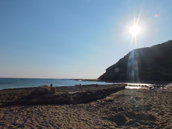 Scenic view of beach against clear sky