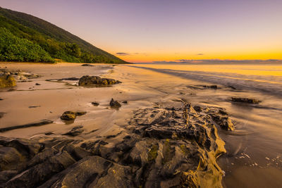 Scenic view of sea at sunset