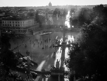 Crowd at night in city