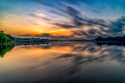 Scenic view of sea against sky at sunset