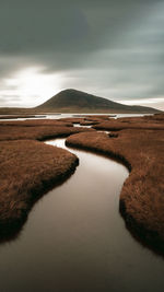 Scenic view of lake against sky