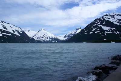 Scenic view of frozen lake against sky