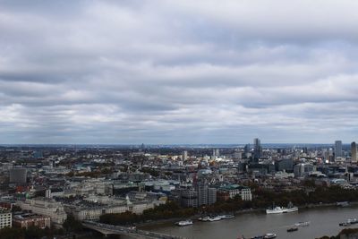 High angle view of buildings against sky in city