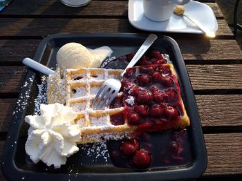 Close-up of dessert on table