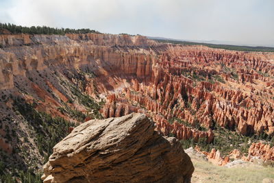 Rock formations on landscape against sky