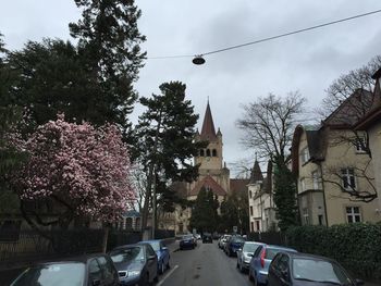 Cars on street in city