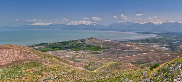 High angle view of landscape against sky