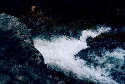Water splashing on rocks