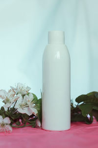 Close-up of white flower on table