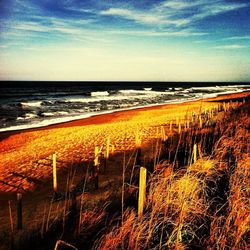 Scenic view of beach against sky