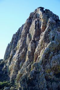 Low angle view of rock formation against clear sky