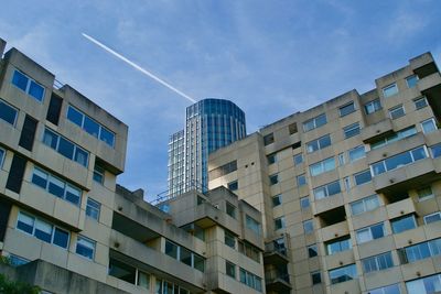 Low angle view of skyscrapers against sky