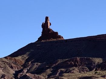 Low angle view of women sitting on rock against sky