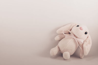 Close-up of stuffed toy against white background