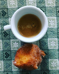 High angle view of coffee on table