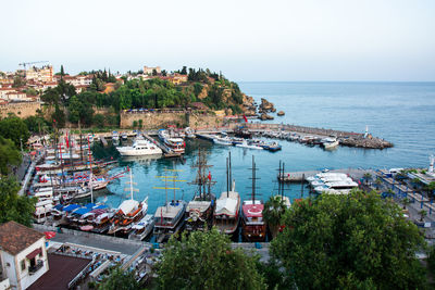High angle view of marina